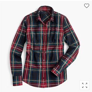 J. Crew Perfect Fit Red Plaid Button Down. Size 00. Excellent Condition!